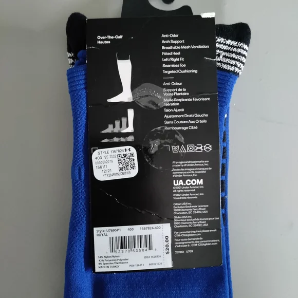 Under Armour OTC soccer Over the calf performance sport athletic sock blue Med - Picture 8 of 12